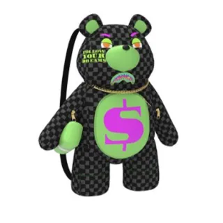 【SPRAYGROUND】美式文字金錢泰迪熊後背包(黑色)