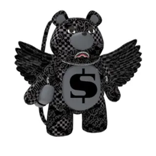 【SPRAYGROUND】棋盤格大翅膀泰迪熊後背包(黑色)