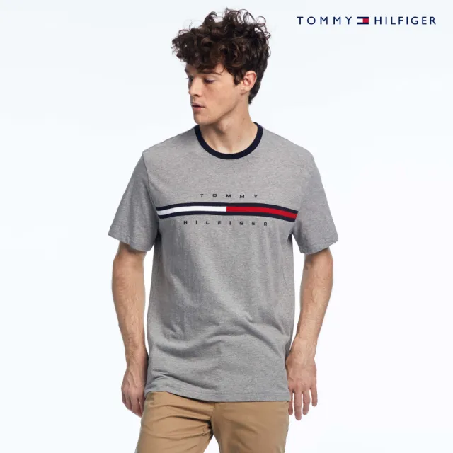 【TOMMY HILFIGER】官方旗艦館 Tommy Hilfiger 基本標誌 T 恤_灰色