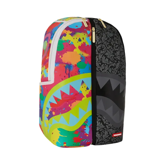 【SPRAYGROUND】炫染圖騰可拆兩用後背包(黑色)