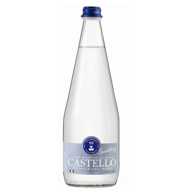 【CASTELLO MINERAL WATER】卡司得洛氣泡天然礦泉水 750ML 6瓶入 義大利 玻璃瓶裝 