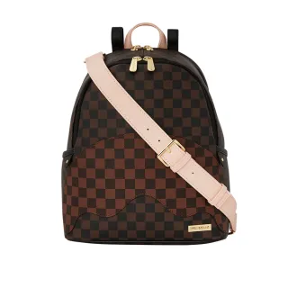 【SPRAYGROUND】拚色棋盤格後背包(咖啡色)