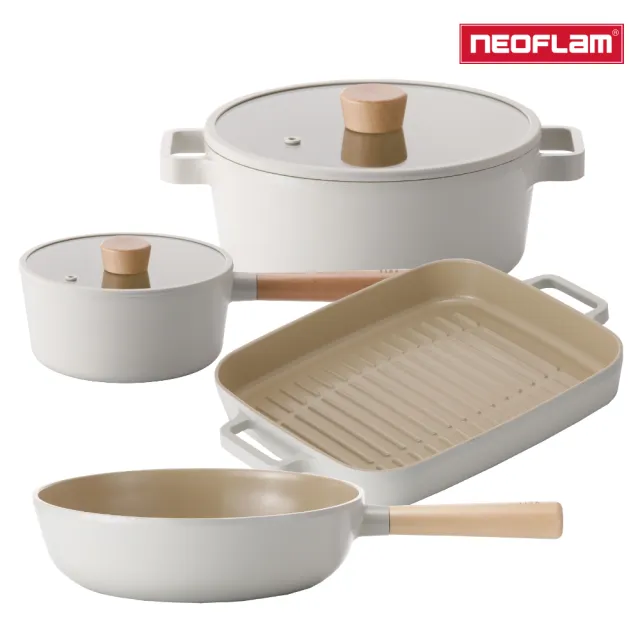【NEOFLAM】韓國製FIKA鑄造4鍋組(IH爐可用鍋/非鐵氟龍不沾塗層)
