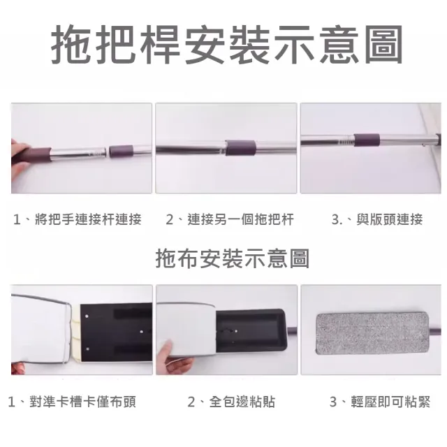 福利品 免手洗刮刮樂平板拖把水桶組(福利品/藍色/1桿/1桶/2布)