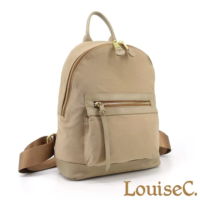 【LouiseC.】雙11 Tree House 韓國水洗防水布+小牛皮立體口袋圓弧手提後背包-3色(真皮包包 CC165