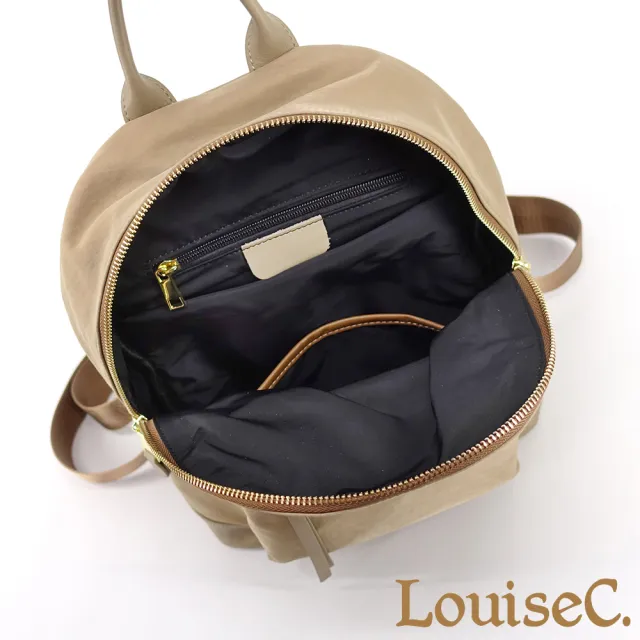 【LouiseC.】雙11 Tree House 韓國水洗防水布+小牛皮立體口袋圓弧手提後背包-3色(真皮包包 CC165