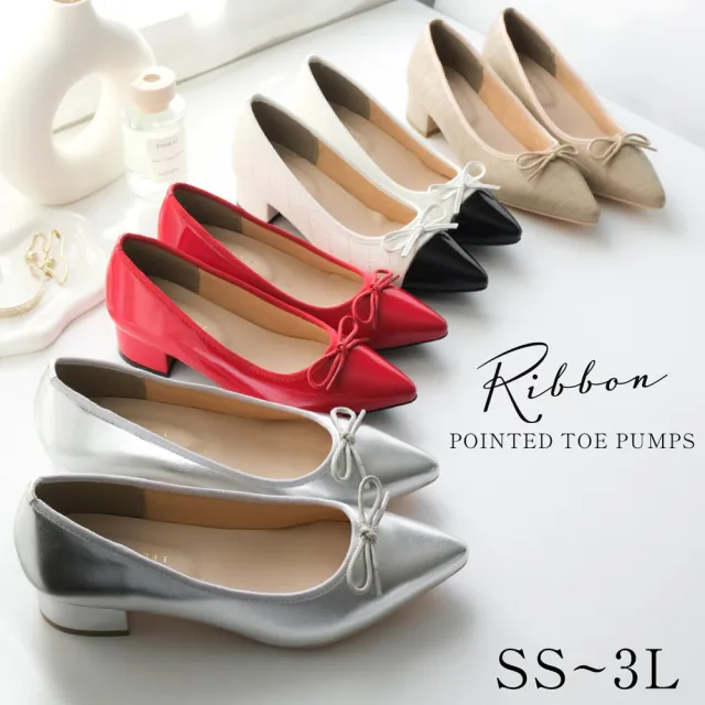 【AmiAmi】女款尖頭蝴蝶結高跟鞋 粗跟腳不痛｜單色 七色(CX2222)