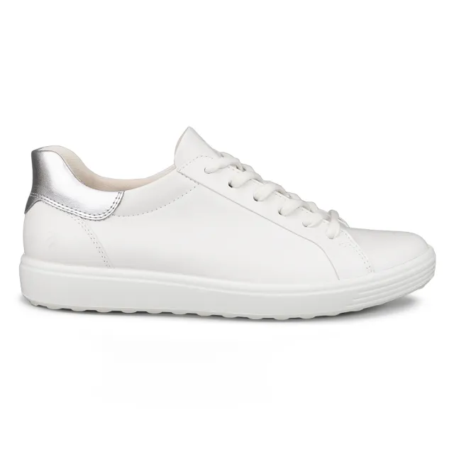 【ecco】SOFT 7 W 柔酷時尚輕巧休閒鞋 女鞋(白色/銀色 47084361144)