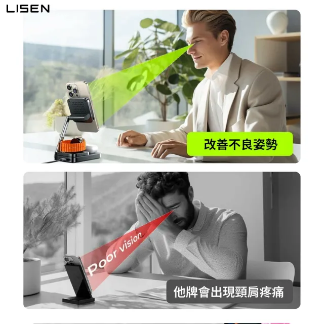 【Lisen】三合一多設備無線充電支架折疊款(iPhone、Watch、AirPods 時尚充電三合一)