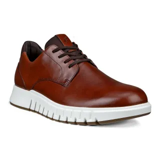 【ecco】GRUUV STUDIO M 樂步都會皮革休閒正裝鞋 男鞋(棕色/摩卡棕 51231450255)