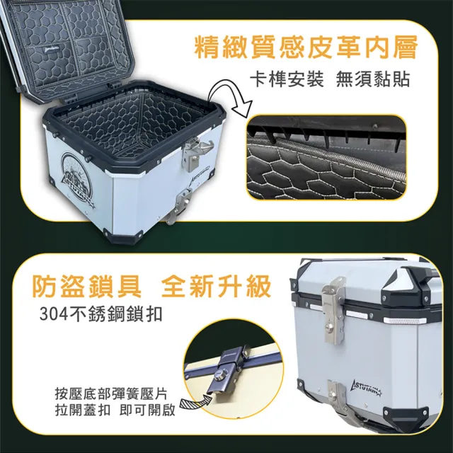 【Astutain】阿斯圖坦 65L 鋁箱四件組 鋁合金車尾箱 機車後箱 後備箱 機車置物箱 機車行李箱(多色任選)
