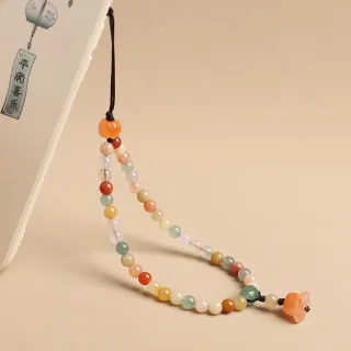 【MoonDy】串珠 手機吊飾 金絲玉手機掛繩 鈴蘭花 手腕繩 包包吊飾 手機鍊 手機掛件 防丟掛