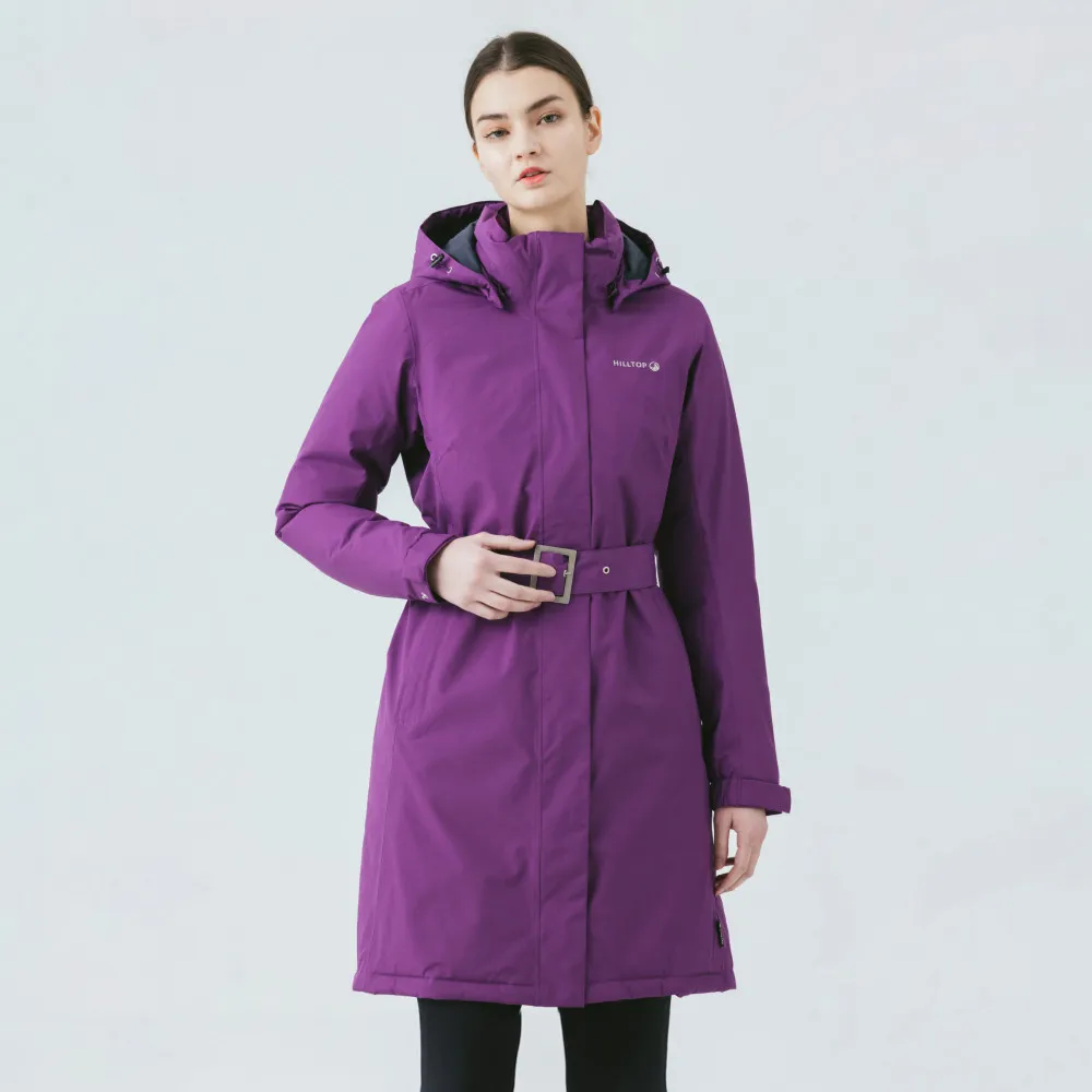 【Hilltop 山頂鳥】GORE-TEX單件式防水石墨烯羽絨長大衣外套 女款 紫｜PF21XF99ECJ0