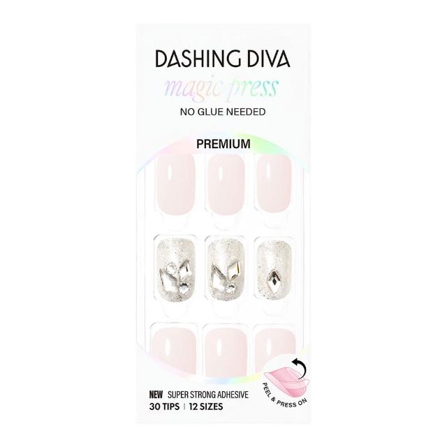 即期品【DASHING DIVA】MAGICPRESS 頂級璀燦美甲片_幻夜星澄(免照燈 可修剪 裸膚色 水鑽)