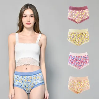 【Chlansilk 闕蘭絹】五件組浪漫印花100%蠶絲中高腰內褲