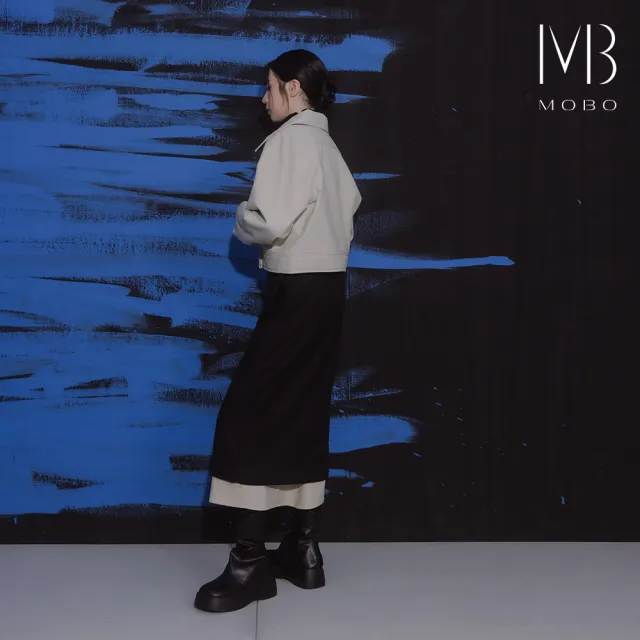 【MO-BO】質感雙層撞色長裙