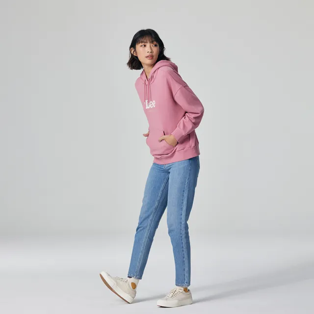 【Lee】女裝 長袖帽T / 胸前 毛巾繡 大LOGO 共2色 Oversized版型(LB330033742 / LB330033732)