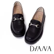 【DIANA】質感牛皮經典馬銜釦厚底樂福鞋(黑色)