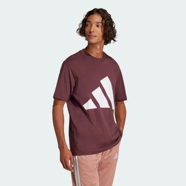 【adidas 愛迪達】M BL SJ T 男 T恤 運動上衣 休閒短袖 舒適 穿搭 咖啡紅(JE8939)