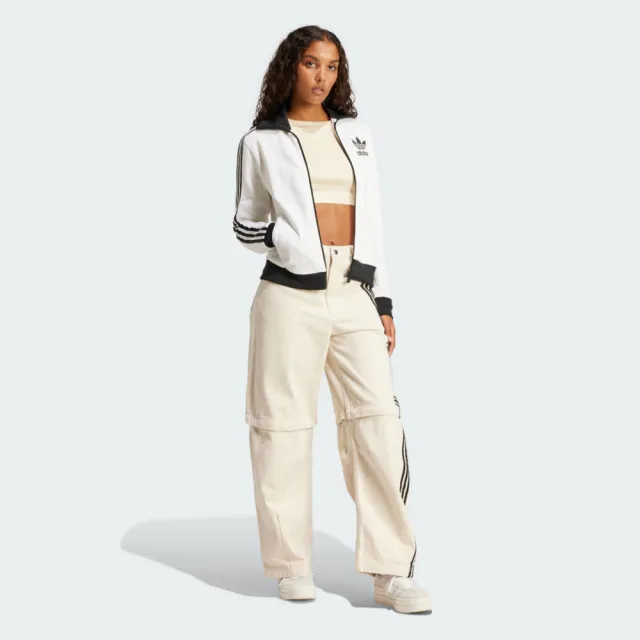 【adidas 愛迪達】RIB LS TOP 女 長袖上衣 休閒長袖 短版 羅紋 米(JD0013)