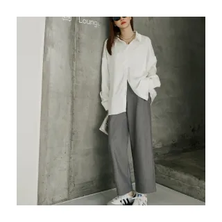 【OB 嚴選】不易皺腰鬆緊打褶寬鬆直筒褲 《BA7732》