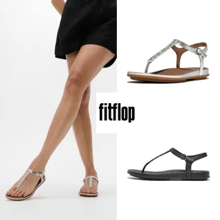 【FitFlop】GRACIE混合水鑽皮革T字後帶涼鞋-女(二色)