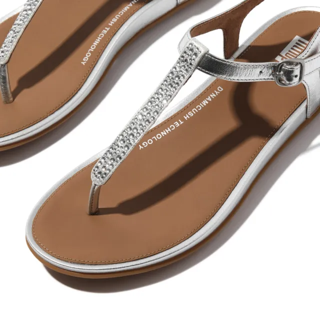 【FitFlop】GRACIE混合水鑽皮革T字後帶涼鞋-女(二色)