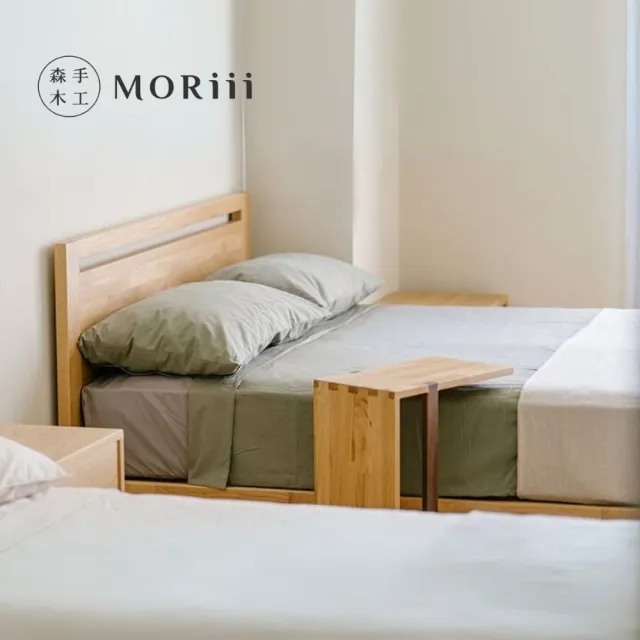 【MORiii  森手木工】新和風 雙人特大7尺白橡木實木床架(台灣製 白橡木 實木床架)