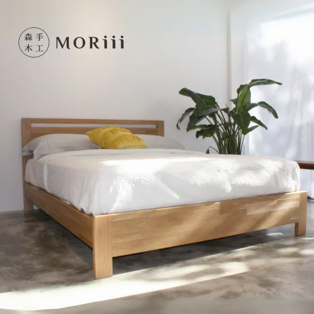 【MORiii  森手木工】新和風 雙人特大7尺白橡木實木床架(台灣製 白橡木 實木床架)