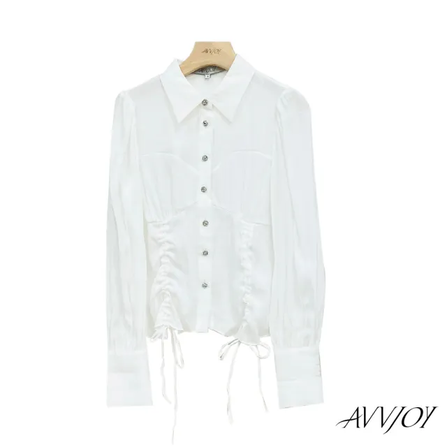 【AVVJOY 艾薇卓爾】白色提花襯衫(襯 上衣 長袖 襯衫 學生風 襯衫女 長袖襯衫 G52316-1117)