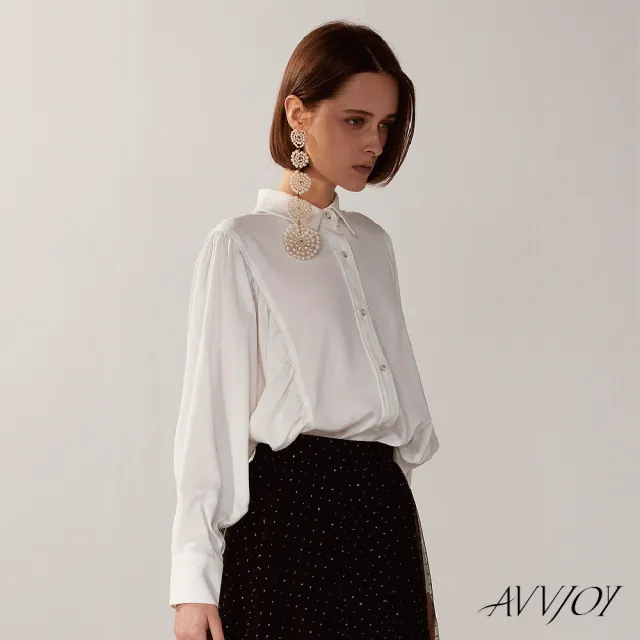 【AVVJOY 艾薇卓爾】蝙蝠袖襯衫(襯 上衣 長袖 襯衫 學生風 白襯衫 長袖襯衫 CLA0428TP)