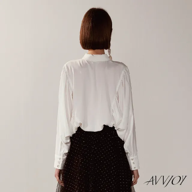 【AVVJOY 艾薇卓爾】蝙蝠袖襯衫(襯 上衣 長袖 襯衫 學生風 白襯衫 長袖襯衫 CLA0428TP)