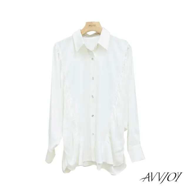 【AVVJOY 艾薇卓爾】蝙蝠袖襯衫(襯 上衣 長袖 襯衫 學生風 白襯衫 長袖襯衫 CLA0428TP)