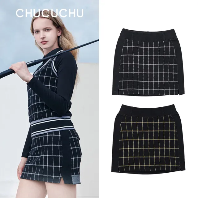 【CHUCUCHU】格紋H-Line短裙 半身短裙 包臀裙 高爾夫 女