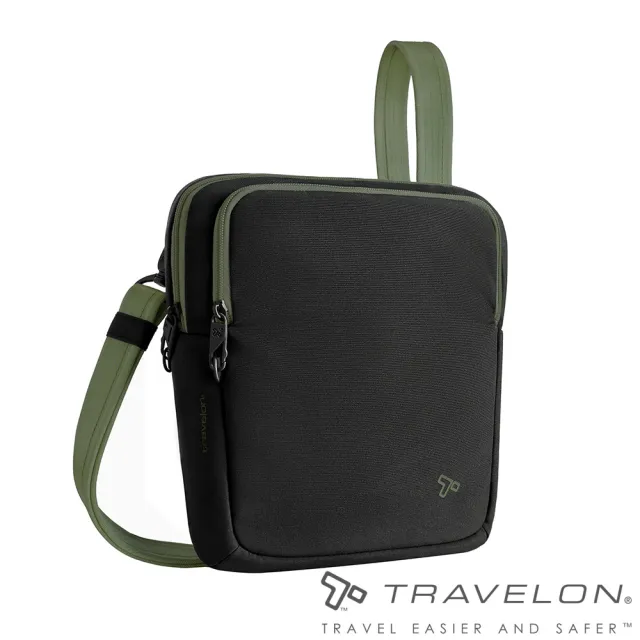 【Travelon】Voyages防盜斜背包/RFID個資防竊取(TL-43669黑/側背包/出國旅遊/戶外休閒/防竊釦環/日常)