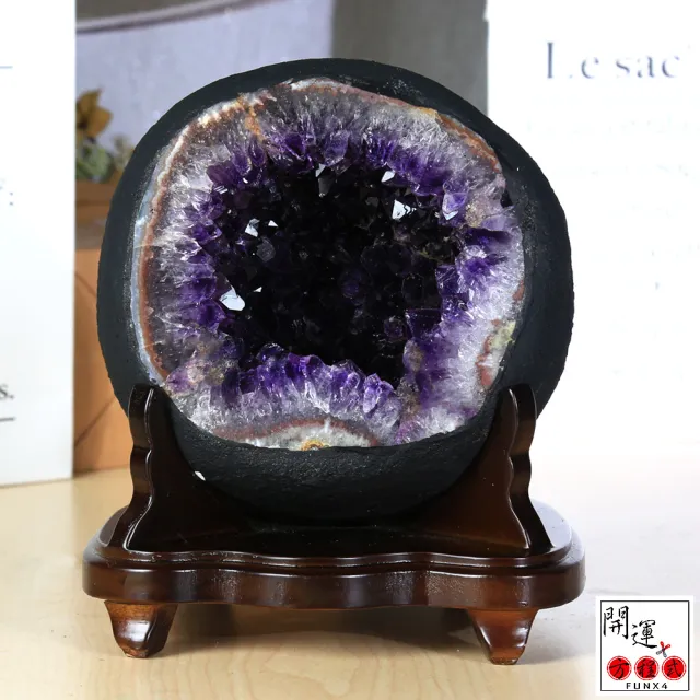 【開運方程式】烏拉圭紫晶洞3.2kg花瓣瑪瑙邊錢袋子(AGU741紫水晶洞風水開運擺設)