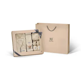 【KU.KU. 酷咕鴨】KUKU PLUS竹纖羅紋成長懶人包巾禮盒16件組(彌月禮盒/新生兒必備組)