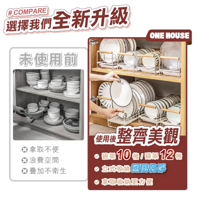 【ONE HOUSE】歐米碗碟瀝水置物架 收納架 碗架 碟架(1入)