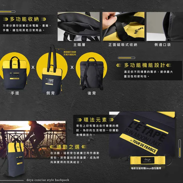 【deya】雙11 簡約時尚休閒背包 綠色︱多功能收納 斜背包 後背包 手提包 通勤包 電腦包
