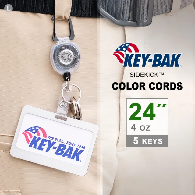 【WCC】KEY-BAK Sidekick COLOR CORDS 透明殼伸縮鑰匙圈(附證件識別證扣環)#0KB2