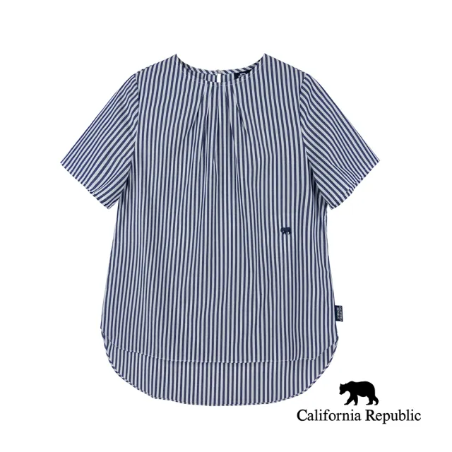 【California Republic】藍色條紋圓領襯衫(女版)