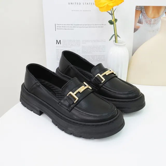 【MATERIAL 瑪特麗歐】女鞋 樂福鞋 MIT加大尺碼簡約銜釦厚底樂福鞋 TG52966(樂福鞋)
