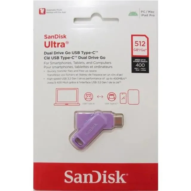 【SanDisk 晟碟】512GB Ultra GO TYPE-C SDDDC3 紫色 USB 3.2 雙用 隨身碟