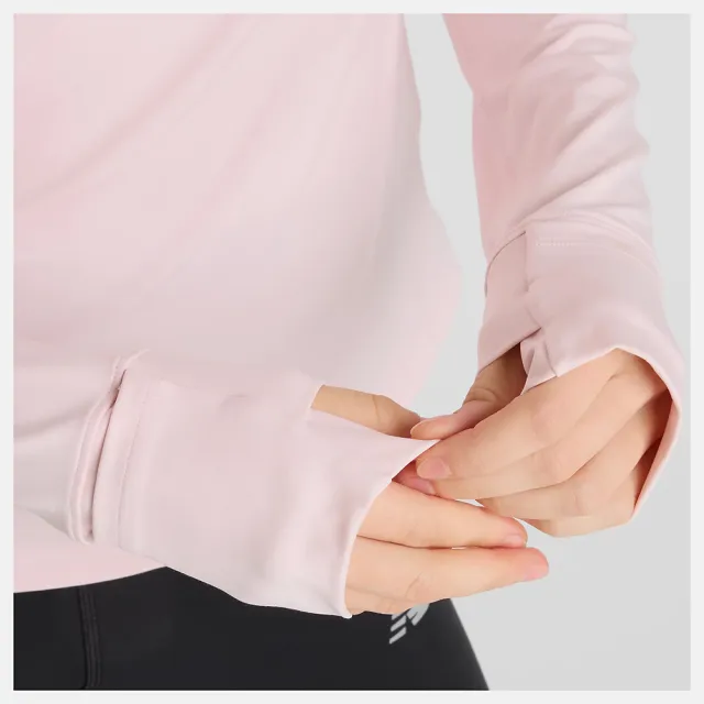 【NEW BALANCE】NB 半開襟長袖上衣 速乾 長袖上衣 女款 粉色(WT51201RSG-F)