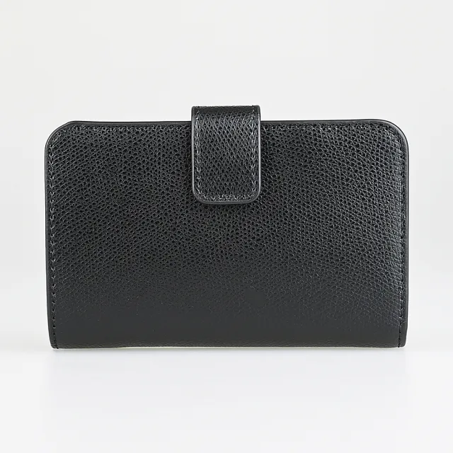 【FURLA 芙拉】FURLA Camelia雷雕金字LOGO牛皮10卡按釦式拉鍊零錢中夾(黑)