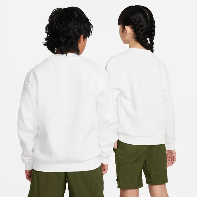 【NIKE 耐吉】長袖上衣 童裝 大童 男女童 大學T 磨毛 K NSW CLUB FLC CREW LS LBR 白 FD3006-100