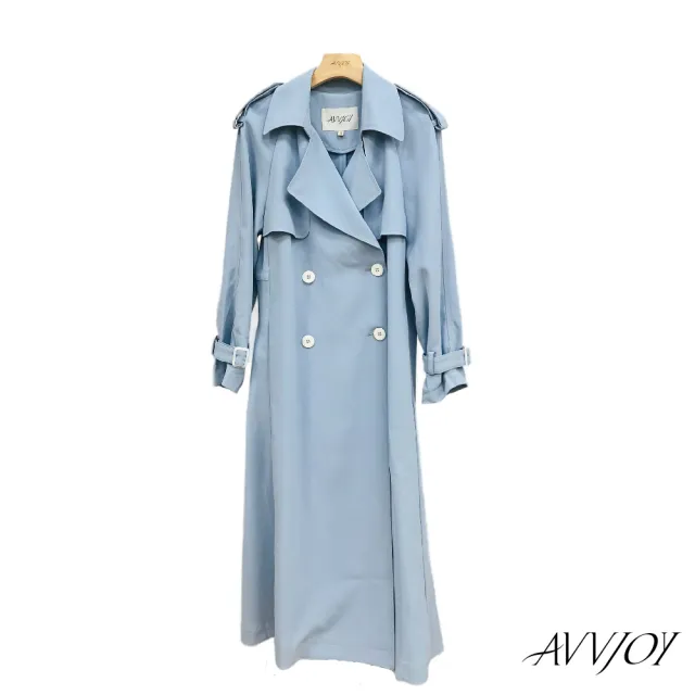 【AVVJOY 艾薇卓爾】系帶長風衣(上衣 外套 大衣 風衣 韓版風 長款風 防曬風衣 長款風衣 CLA0449OW)