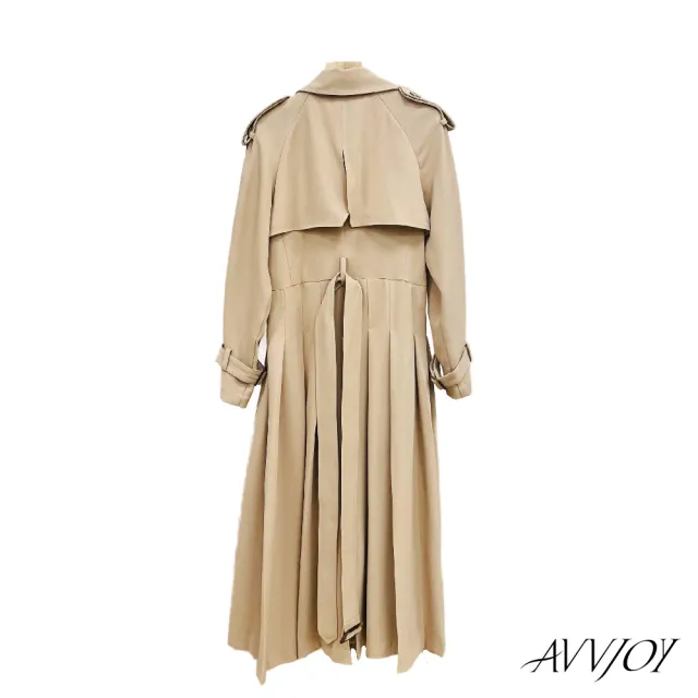 【AVVJOY 艾薇卓爾】系帶長風衣(上衣 外套 大衣 風衣 輕薄風 韓版風 長款風 防曬風衣 長款風衣 CLA0449OW)