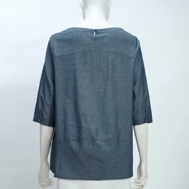 【ILEY 伊蕾】萌趣狐狸刺繡純棉上衣(藍；M-XL；1251011003)