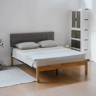 【RICHOME】酷吉5呎雙人床架(實木雙人床架 鐵床架 軟包床頭板 BE282+BE286)